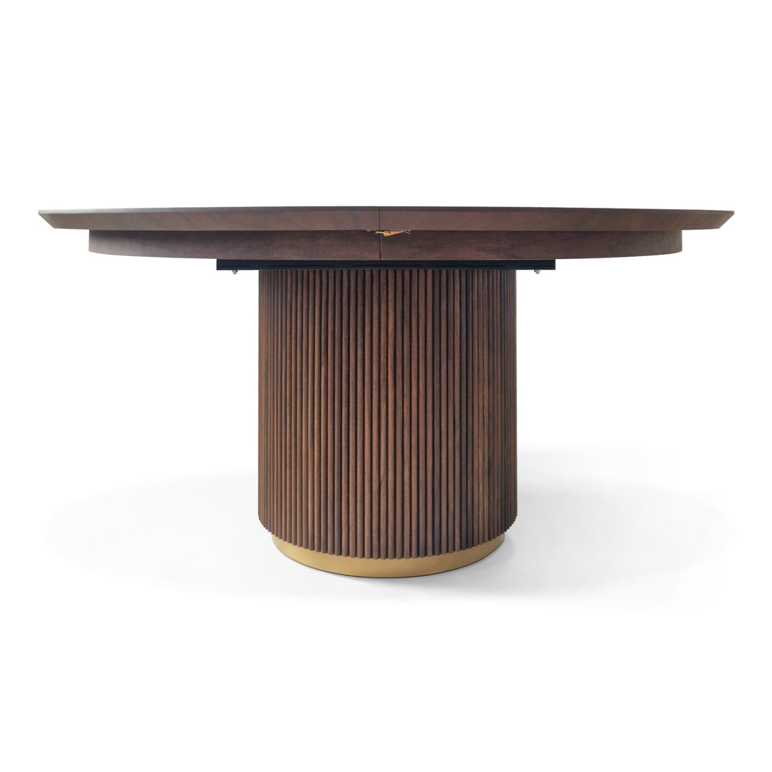 Chiara Extendable Walnut Round Dining Table in Chocolate