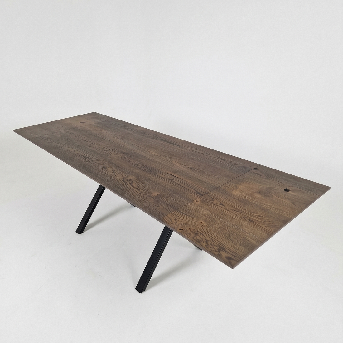 Eva Oak Dining Table in Charcoal Extending from 160 to 240 cm